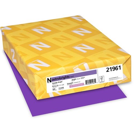 Astrobrights Color Paper - Grape - Letter - 8 1/2" x 11" - 24 lb Basis Weight - 500 / Ream - Acid-free, Lignin-free - Gravity Gr