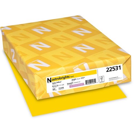 Astrobrights Color Paper - Yellow - Letter - 8 1/2" x 11" - 24 lb Basis Weight - 500 / Ream - Heavyweight, Acid-free, Lignin-fre