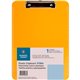 Business Source Flat Clip Clipboard - 9" x 12" - Plastic - Neon Orange - 1 Each