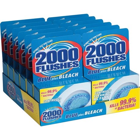 WD-40 2000 Flushes Blue/Bleach Bowl Cleaner Tablets - Concentrate - 3.50 oz (0.22 lb) - 12 / Carton - Antibacterial, Deodorant -