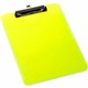 Business Source Flat Clip Clipboard - 9" x 12" - Plastic - Neon Green - 1 Each