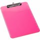 Business Source Flat Clip Clipboard - 9" x 12" - Plastic - Neon Pink - 1 Each