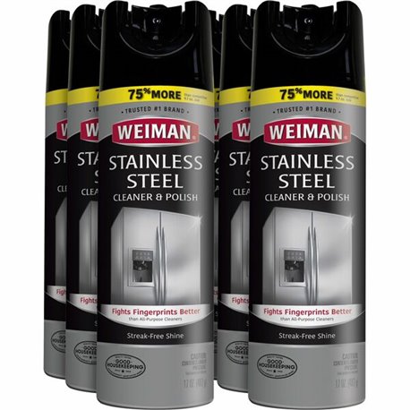 Weiman Stainless Steel Cleaner/Polish - 17 oz (1.06 lb) - 6 / Carton - Streak-free, Fingerprint Resistant, Dust Resistant, Dirt 