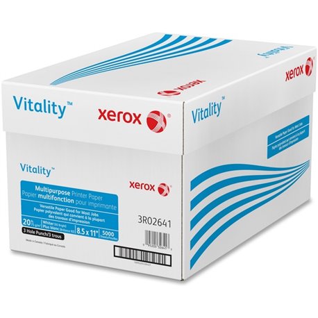 Vitality 3-Hole Punched Inkjet Print Copy & Multipurpose Paper - 92 Brightness - 90% Opacity - Letter - 8 1/2" x 11" - 20 lb Bas