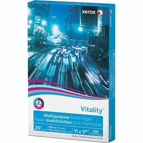 Xerox Vitality Multipurpose Printer Paper - White - 92 Brightness - 90% Opacity - 11" x 17" - 20 lb Basis Weight - 1 / Ream - Ja