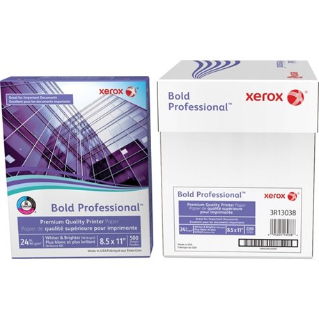 Xerox Bold Professional Quality Paper - Letter - 8 1/2" x 11" - 24 lb Basis Weight - 500 / Ream - Chlorine-free, Acid-free, Colo