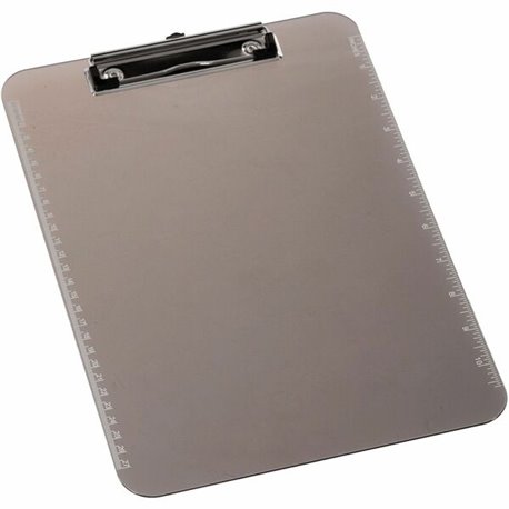 Business Source Flat Clip Plastic Clipboard - 9" x 12" - Plastic - Smoke - 6 / Bundle