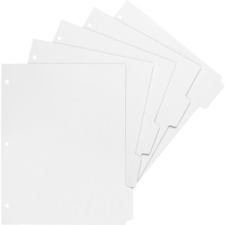 Business Source White Tab Double-reverse Print-on Index - Print-on Tab(s) - 5 Tab(s)/Set - 9" Divider Width - Letter - 8.50" Wid