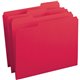 Business Source Reinforced Tab Colored File Folders - Red - 10% Recycled - 100 / Box