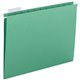 Business Source 1/5 Tab Cut Letter Recycled Hanging Folder - 8 1/2" x 11" - Green - 10% Recycled - 25 / Box