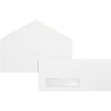 Business Source No. 10 Diagonal Seam Window Envelopes - Single Window - 10 - 4 1/8" Width x 9 1/2" Length - 24 lb - Gummed - Wov