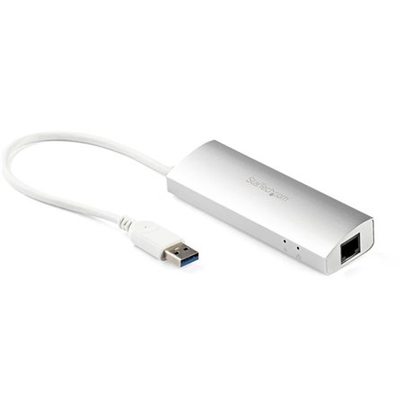 StarTech.com 3-Port USB Hub with Ethernet, USB-A Ports, Gigabit Ethernet/GbE, USB 5Gbps, Bus-Powered, Portable Laptop USB 3.0 Hu