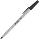 Business Source Medium Point Ballpoint Stick Pens - Medium Pen Point - Black - Light Gray Barrel - Stainless Steel Tip - 1 Dozen