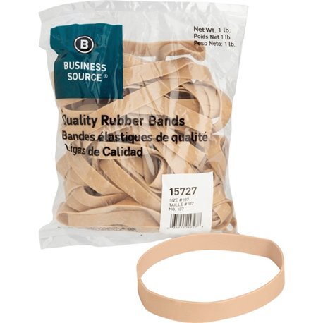 Business Source Quality Rubber Bands - Size: 107 - 7" Length x 0.6" Width - Sustainable - 40 / Pack - Rubber - Crepe