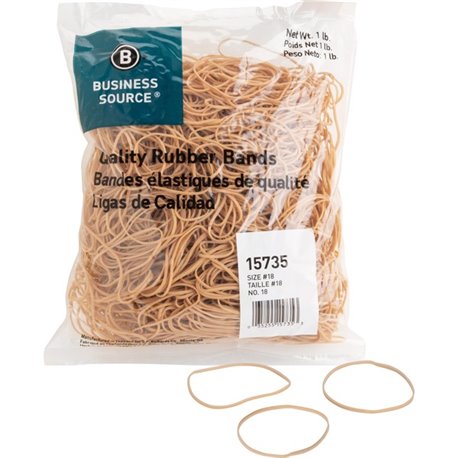 Business Source Quality Rubber Bands - Size: 18 - 3" Length x 0.1" Width - Sustainable - 1480 / Pack - Rubber - Crepe