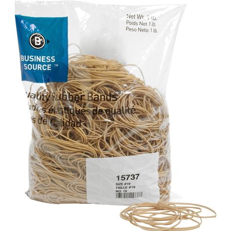 Business Source Quality Rubber Bands - Size: 19 - 3.5" Length x 0.1" Width - Sustainable - 1250 / Pack - Rubber - Crepe