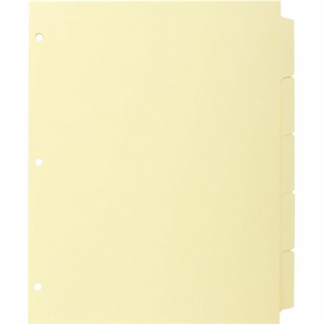 Business Source Mylar-reinforced Plain Tab Indexes - 5 Write-on Tab(s) - 8.5" Divider Width x 11" Divider Length - Letter - 3 Ho