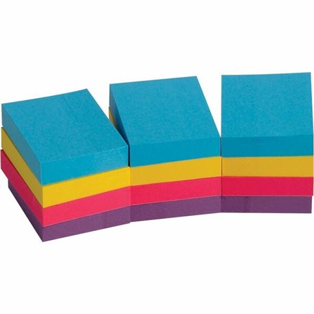 Business Source Extreme Color Adhesive Notes - 1 1/2" x 2" - Rectangle - Unruled - Assorted - Self-adhesive, Repositionable, Sol