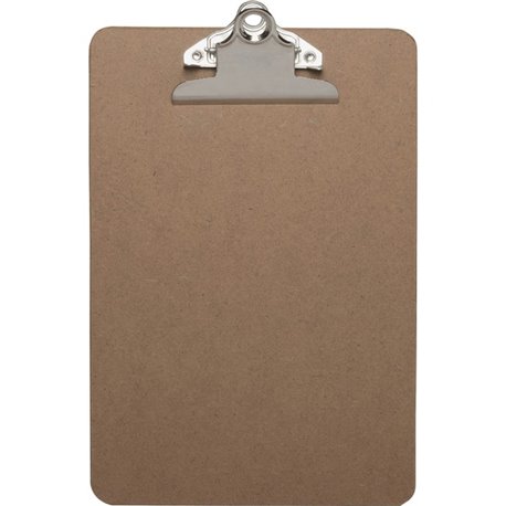 Business Source Mini Clipboard with Standard Metal Clip - Standard - 6" x 9" - Hardboard - Brown - 1 Each