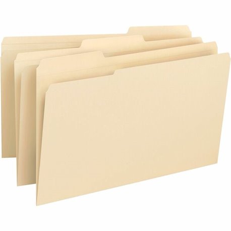 Business Source 1/3 Tab Cut Legal Recycled Top Tab File Folder - 8 1/2" x 14" - 3/4" Expansion - Top Tab Location - Assorted Pos