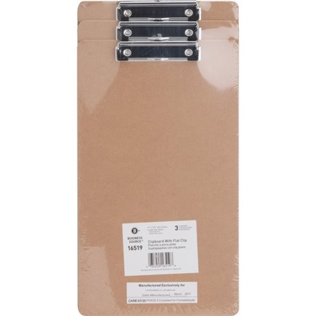 Business Source Legal-size Clipboard - 8 1/2" x 14" - Hardboard - Brown - 3 / Pack