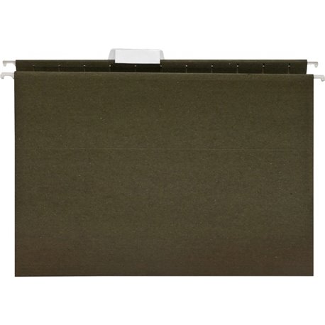 Business Source 1/5 Tab Cut Letter Recycled Hanging Folder - 8 1/2" x 11" - Green - 100% Recycled - 25 / Box