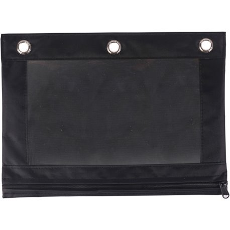 Business Source Binder Pencil Pouch - 10" Height x 7.4" Width - Black - 1 Each