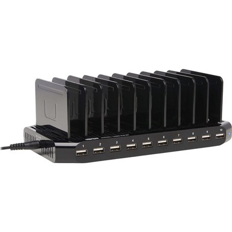 Tripp Lite by Eaton 10-Port USB Charging Station with Adjustable Storage, 12V 8A (96W) USB Charger Output - 1 Pack - 12 V DC Inp