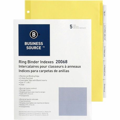 Business Source Buff Stock Ring Binder Indexes - 5 x Divider(s) - Blank Tab(s) - 5 Tab(s)/Set2" Tab Width - 8.5" Divider Width x