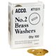 ACCO Brass Fastener Washers - 0.5" Diameter - Corrosion Resistant - 100 / Box - Brass