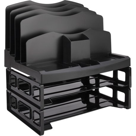 Business Source Smart Sorter Letter Tray/Organizer - 9 Compartment(s) - 14" Height x 13.1" Width x 9.9" DepthDesktop - Black - 1