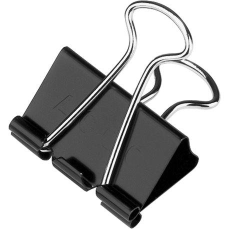 ACCO Medium Foldback Binder Clips - Medium - 1.3" Width - 0.63" Size Capacity - Reusable - 12 / Dozen - Black - Plastic, Tempere