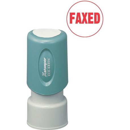 Xstamper Pre-Inked FAXED Stamp - Message Stamp - "FAXED" - 0.63" Impression Diameter - Red - Recycled - 1 Each
