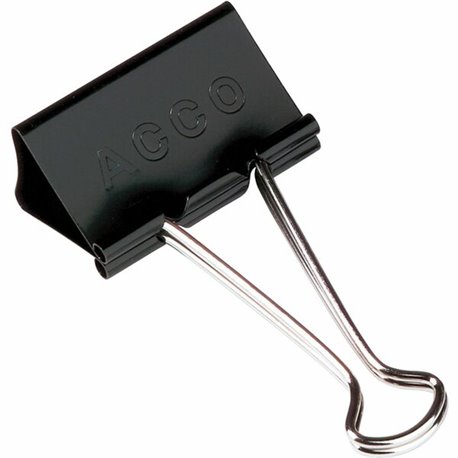 ACCO Large Foldback Binder Clips - Large - 2" Width - 1.06" Size Capacity - Reusable - 12 / Dozen - Black - Plastic