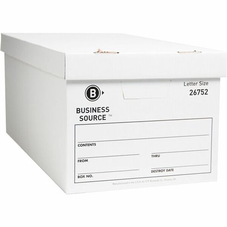 Business Source Lift-off Lid Light Duty Storage Box - External Dimensions: 12" Width x 24" Depth x 10"Height - Media Size Suppor