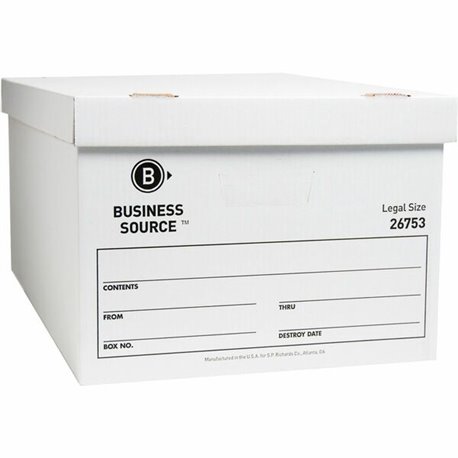 Business Source Lift-off Lid Light Duty Storage Box - External Dimensions: 15" Width x 24" Depth x 10"Height - Media Size Suppor