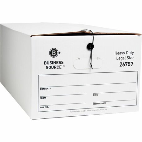 Business Source Heavy Duty Legal Size Storage Box - External Dimensions: 15" Width x 24" Depth x 10"Height - Media Size Supporte