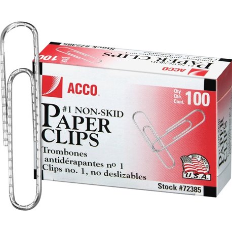 ACCO Premium Paper Clips - No. 1 - 1.3" Length - 10 Sheet Capacity - Non-skid, Strain Resistant, Corrosion Resistant, Galvanized