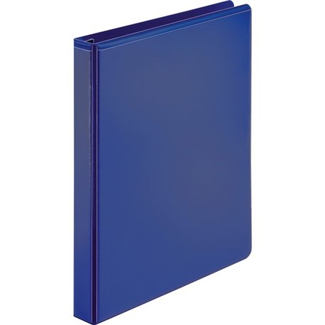 Business Source Navy D-ring Binder - 1" Binder Capacity - Letter - 8 1/2" x 11" Sheet Size - D-Ring Fastener(s) - 4 Pocket(s) - 