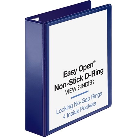 Business Source Easy Open Nonstick D-Ring View Binder - 2" Binder Capacity - Letter - 8 1/2" x 11" Sheet Size - D-Ring Fastener(