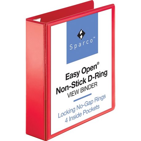 Business Source Red D-ring Binder - 2" Binder Capacity - Letter - 8 1/2" x 11" Sheet Size - D-Ring Fastener(s) - 4 Pocket(s) - P