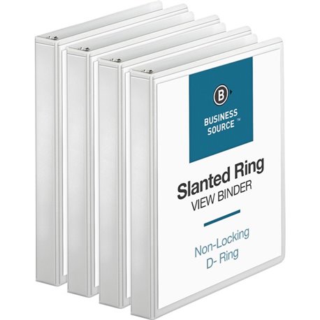 Business Source Basic D-Ring View Binders - 1" Binder Capacity - Letter - 8 1/2" x 11" Sheet Size - 240 Sheet Capacity - 3 x Sla