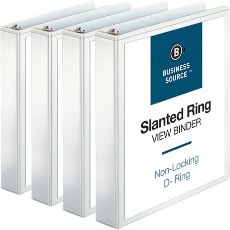 Business Source Basic D-Ring View Binders - 1 1/2" Binder Capacity - Letter - 8 1/2" x 11" Sheet Size - 375 Sheet Capacity - 3 x