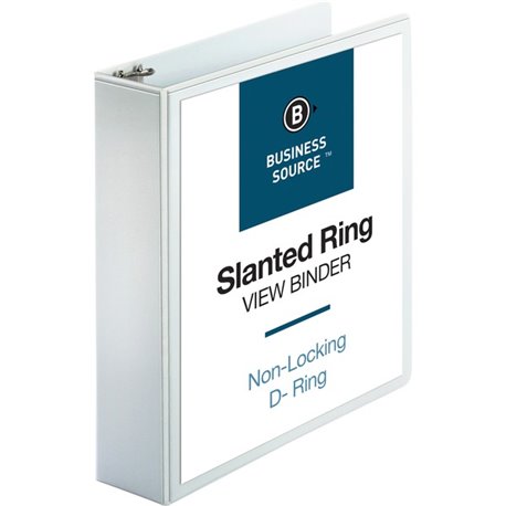 Business Source Basic D-Ring White View Binders - 2" Binder Capacity - Letter - 8 1/2" x 11" Sheet Size - D-Ring Fastener(s) - P