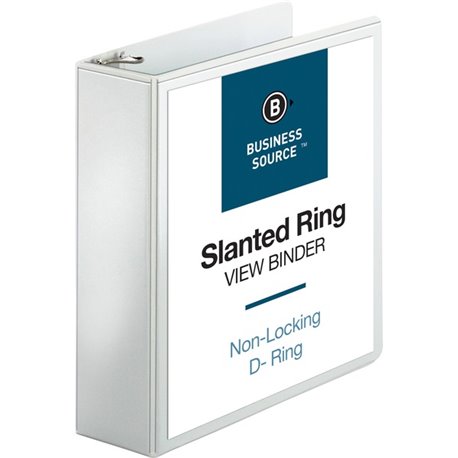 Business Source Basic D-Ring White View Binders - 3" Binder Capacity - Letter - 8 1/2" x 11" Sheet Size - D-Ring Fastener(s) - P