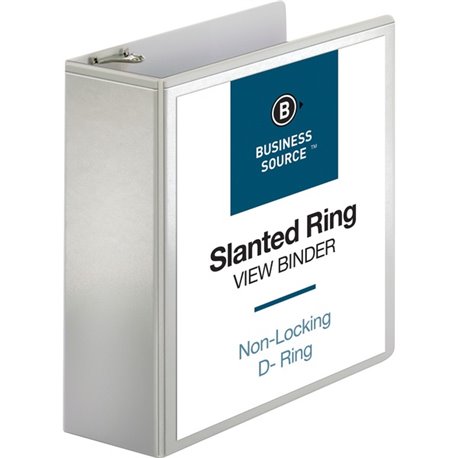 Business Source Basic D-Ring White View Binders - 4" Binder Capacity - Letter - 8 1/2" x 11" Sheet Size - D-Ring Fastener(s) - P