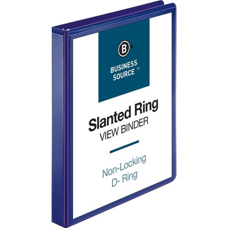 Business Source D-Ring View Binder - 1" Binder Capacity - Slant D-Ring Fastener(s) - Internal Pocket(s) - Navy - Clear Overlay, 