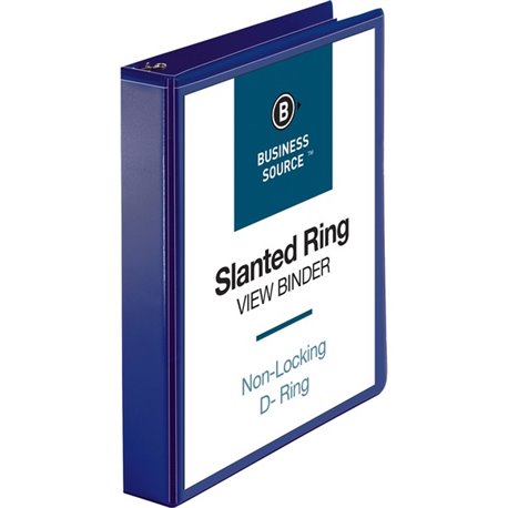 Business Source D-Ring View Binder - 1 1/2" Binder Capacity - Slant D-Ring Fastener(s) - Internal Pocket(s) - Navy - Clear Overl