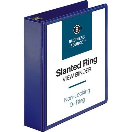 Business Source D-Ring View Binder - 2" Binder Capacity - Slant D-Ring Fastener(s) - Internal Pocket(s) - Navy - Clear Overlay, 