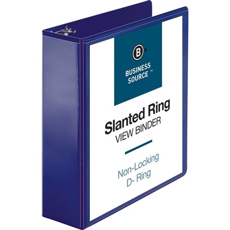 Business Source D-Ring View Binder - 3" Binder Capacity - Slant D-Ring Fastener(s) - Internal Pocket(s) - Navy - Clear Overlay, 